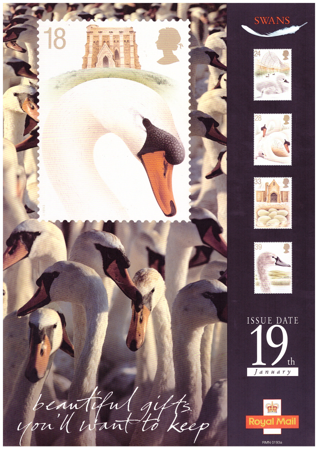 (image for) 1993 Swans Royal Mint Post Office A4 poster. RMN 0193a.